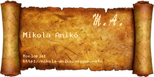 Mikola Anikó névjegykártya
